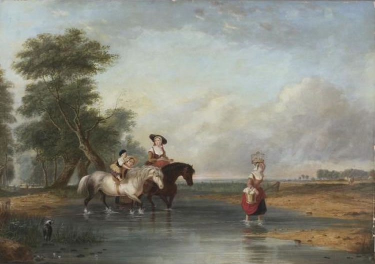 Cornelius Krieghoff Fording a River